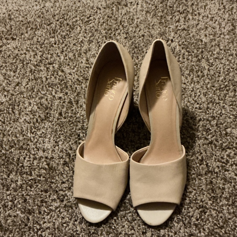 Franco Sarto Beige Open-Toe D'Orsay Heels
